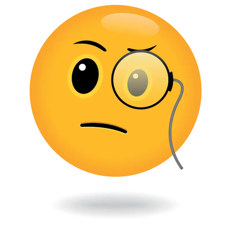 Emoji with a monocle, slightly raised eyebrow, and neutral expression.